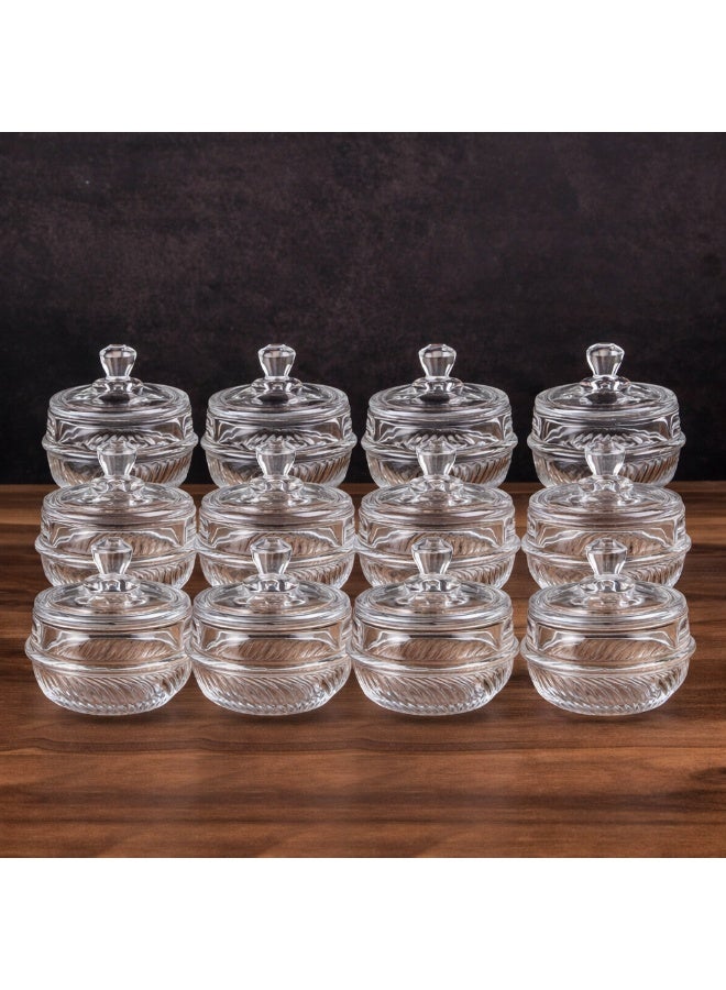 Alhomaidhi ✨ 12-piece luxury glass serving set with elegant lids – perfect for serving dates and sweets in sophisticated style - Image 2